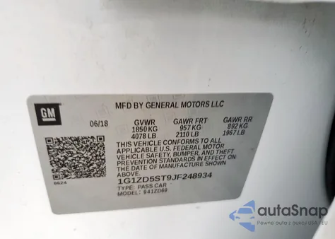 2018 Chevrolet Malibu Lt from USA, damaged, VIN 1G1ZD5ST9JF248934